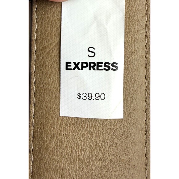 Express Faux Snakeskin Womens Belt Beige Brown Size Small S Brass Buckle 26-32" - Picture 9 of 13